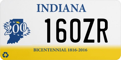 IN license plate 160ZR