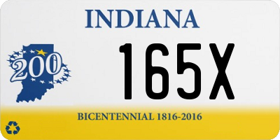 IN license plate 165X