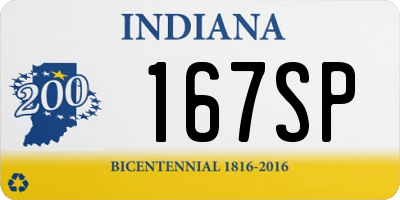 IN license plate 167SP