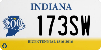 IN license plate 173SW