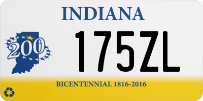 IN license plate 175ZL