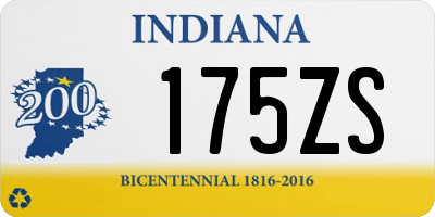 IN license plate 175ZS