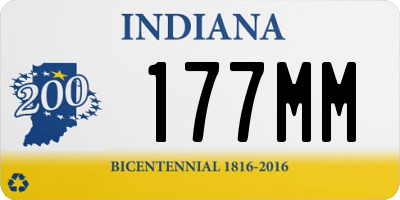 IN license plate 177MM