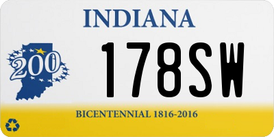 IN license plate 178SW