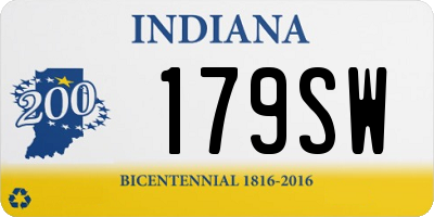 IN license plate 179SW