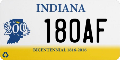 IN license plate 180AF