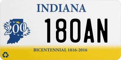 IN license plate 180AN