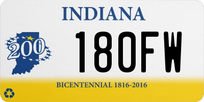 IN license plate 180FW