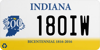 IN license plate 180IW