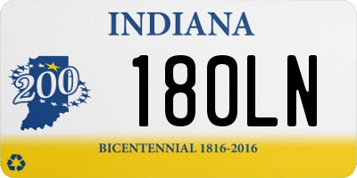 IN license plate 180LN