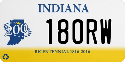 IN license plate 180RW