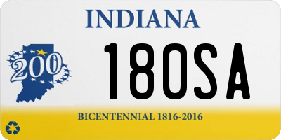 IN license plate 180SA