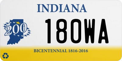 IN license plate 180WA