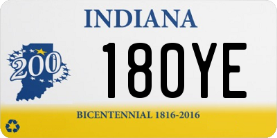 IN license plate 180YE