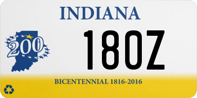 IN license plate 180Z