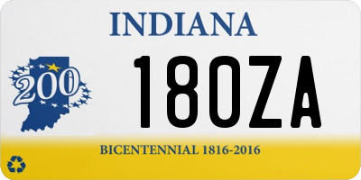 IN license plate 180ZA