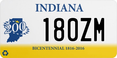 IN license plate 180ZM