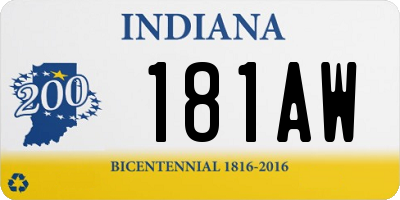 IN license plate 181AW