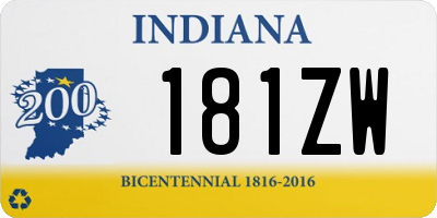 IN license plate 181ZW