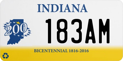 IN license plate 183AM