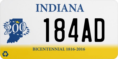 IN license plate 184AD