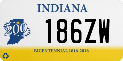 IN license plate 186ZW