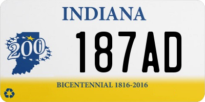 IN license plate 187AD