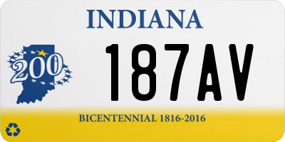 IN license plate 187AV