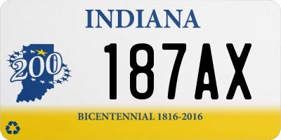 IN license plate 187AX