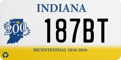 IN license plate 187BT