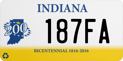 IN license plate 187FA