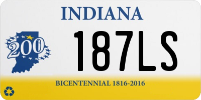 IN license plate 187LS