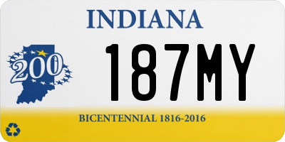 IN license plate 187MY