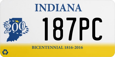 IN license plate 187PC