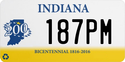 IN license plate 187PM