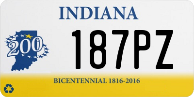 IN license plate 187PZ