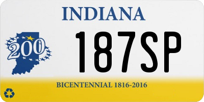 IN license plate 187SP