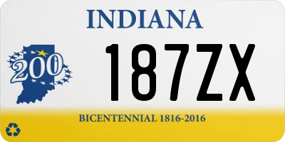 IN license plate 187ZX