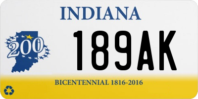 IN license plate 189AK