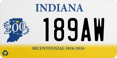 IN license plate 189AW