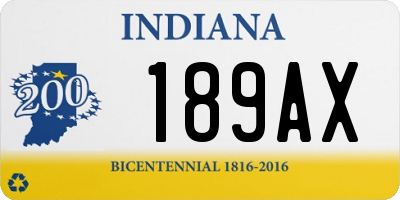 IN license plate 189AX