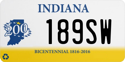 IN license plate 189SW