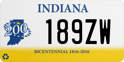 IN license plate 189ZW