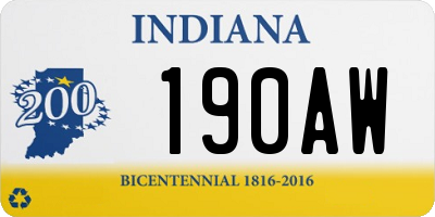 IN license plate 190AW