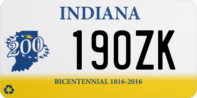 IN license plate 190ZK