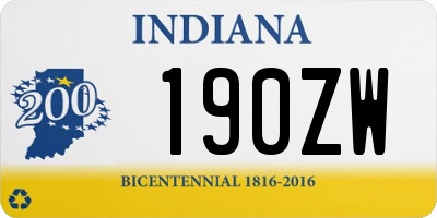 IN license plate 190ZW