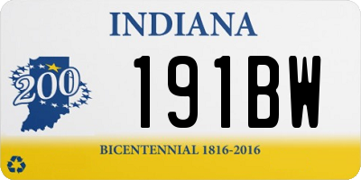 IN license plate 191BW