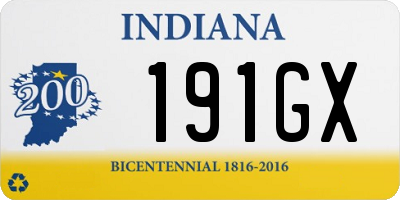 IN license plate 191GX