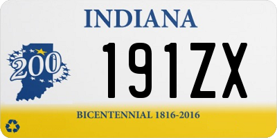 IN license plate 191ZX