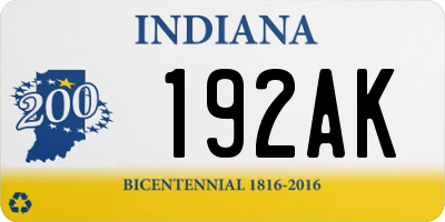 IN license plate 192AK